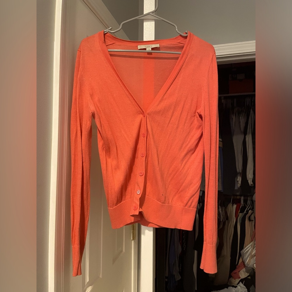 Coral Button-Up Cardigan